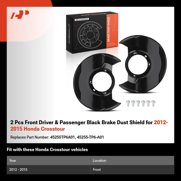 2 Pcs Front Driver & Passenger Black Brake Dust Shield for 2012-2015 Honda Crosstour