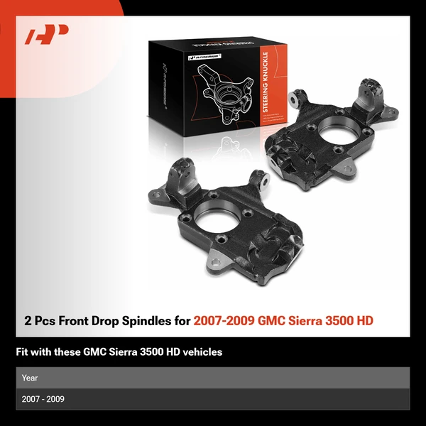 2 Pcs Front Drop Spindles for 2007-2009 GMC Sierra 3500 HD