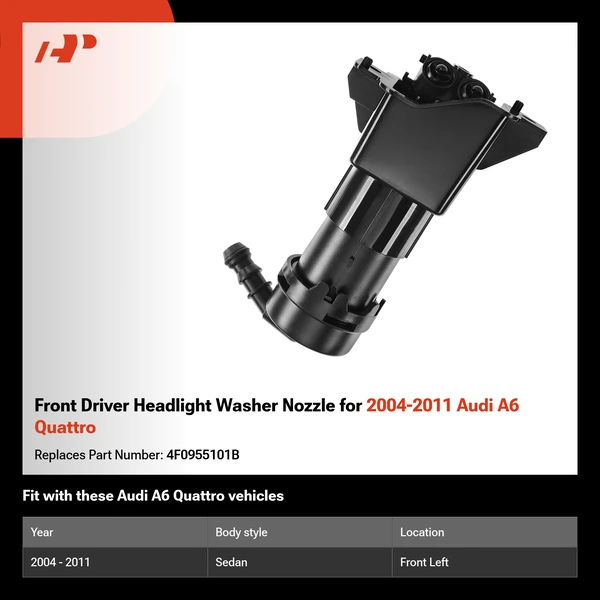 Front Driver Headlight Washer Nozzle for 2004-2011 Audi A6 Quattro