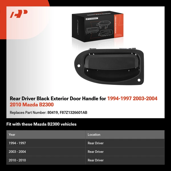 Rear Driver Black Exterior Door Handle for 1994-1997 2003-2004 2010 Mazda B2300