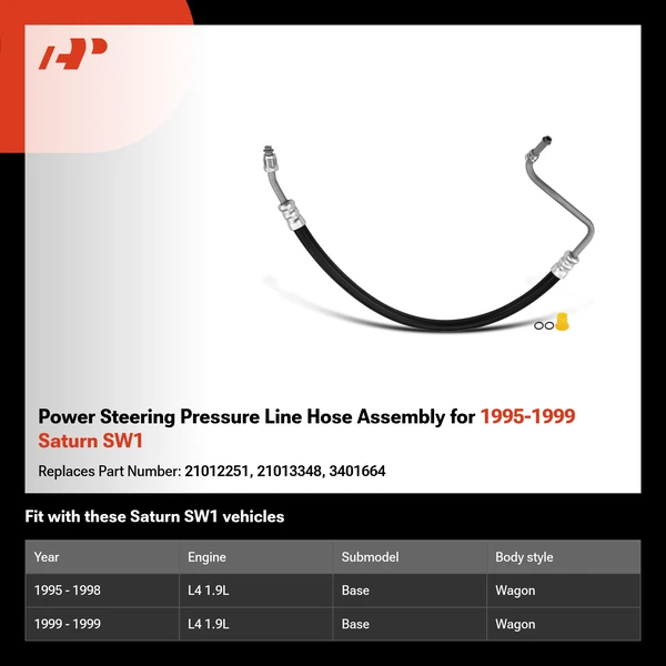Power Steering Pressure Line Hose Assembly for 1995-1999 Saturn SW1