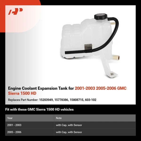 Engine Coolant Expansion Tank for 2001-2003 2005-2006 GMC Sierra 1500 HD