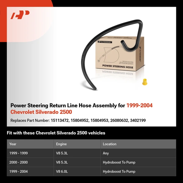 Power Steering Return Line Hose Assembly for 1999-2004 Chevrolet Silverado 2500