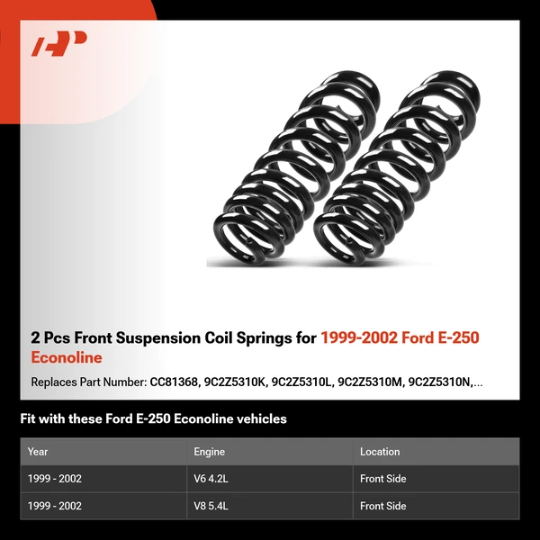 2 Pcs Front Suspension Coil Springs for 1999-2002 Ford E-250 Econoline