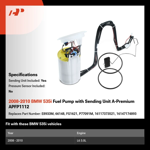 2008-2010 BMW 535i Fuel Pump with Sending Unit A-Premium APFP1112