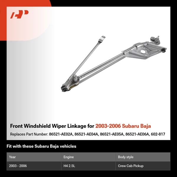 Front Windshield Wiper Linkage for 2003-2006 Subaru Baja