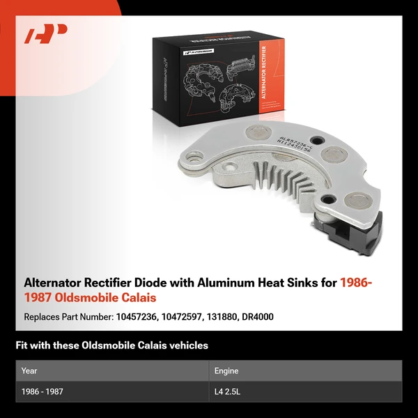 Alternator Rectifier Diode with Aluminum Heat Sinks for 1986-1987 Oldsmobile Calais