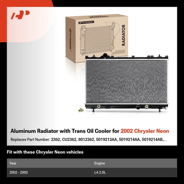 Aluminum Radiator with Trans Oil Cooler for 2002 Chrysler Neon