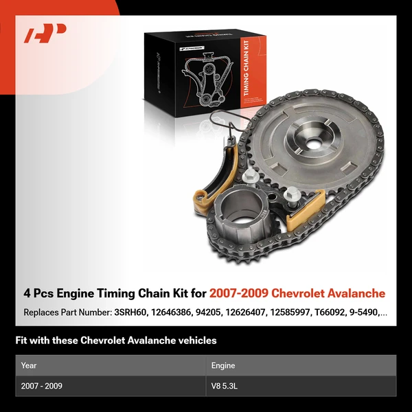 4 Pcs Engine Timing Chain Kit for 2007-2009 Chevrolet Avalanche