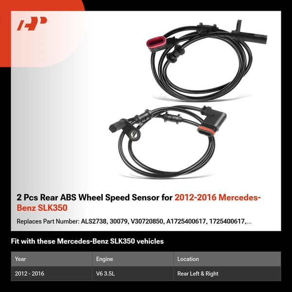 2 Pcs Rear ABS Wheel Speed Sensor for 2012-2016 Mercedes-Benz SLK350