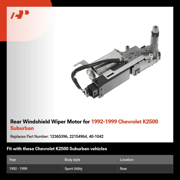 Rear Windshield Wiper Motor for 1992-1999 Chevrolet K2500 Suburban