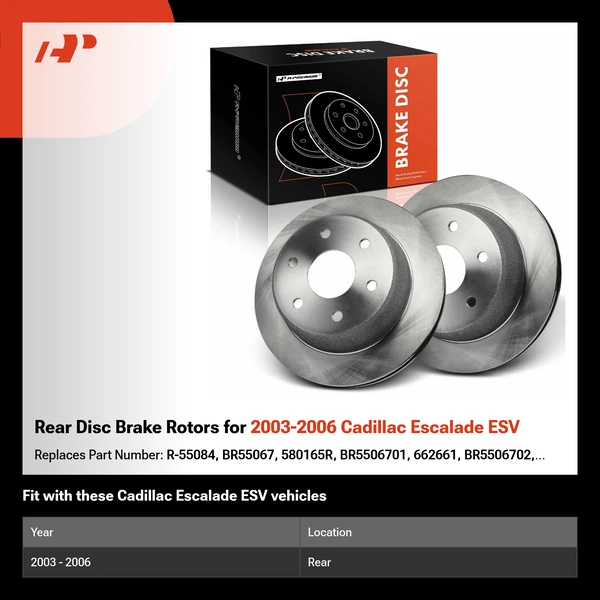 Rear Disc Brake Rotors for 2003-2006 Cadillac Escalade ESV