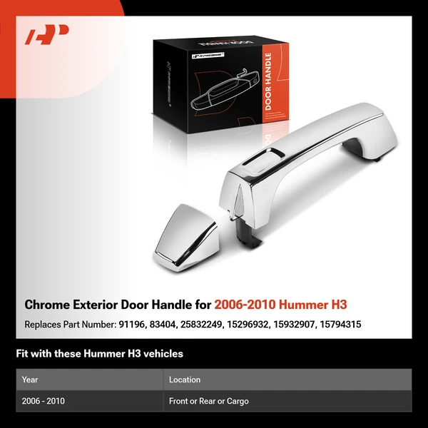 Chrome Exterior Door Handle for 2006-2010 Hummer H3