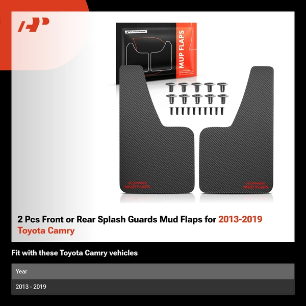 2 Pcs Front or Rear Splash Guards Mud Flaps for 2013-2019 Toyota Camry