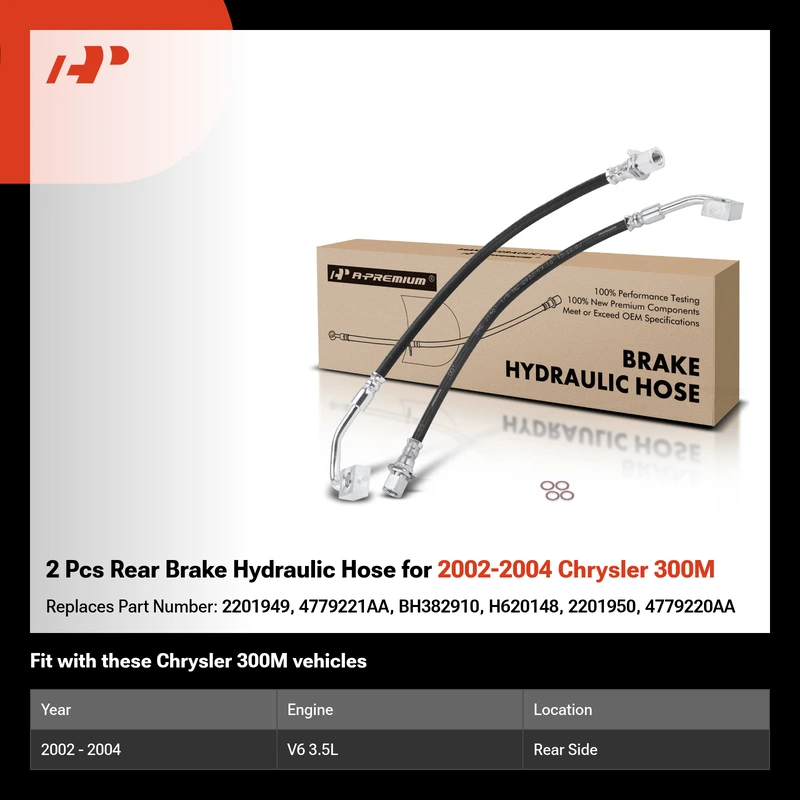 2 Pcs Rear Brake Hydraulic Hose for 2002-2004 Chrysler 300M