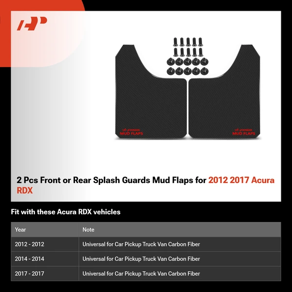 2 Pcs Front or Rear Splash Guards Mud Flaps for 2012 2017 Acura RDX