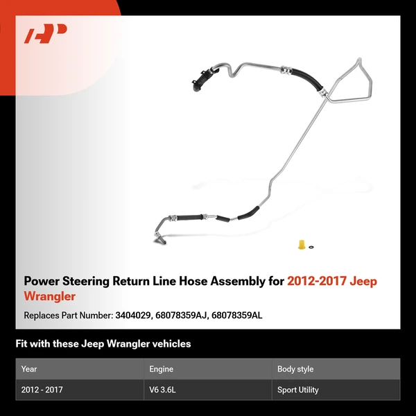 Power Steering Return Line Hose Assembly for 2012-2017 Jeep Wrangler