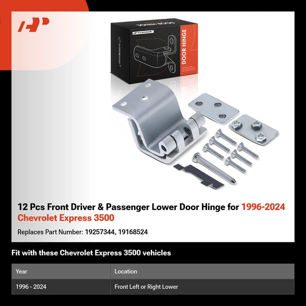 12 Pcs Front Driver & Passenger Lower Door Hinge for 1996-2024 Chevrolet Express 3500