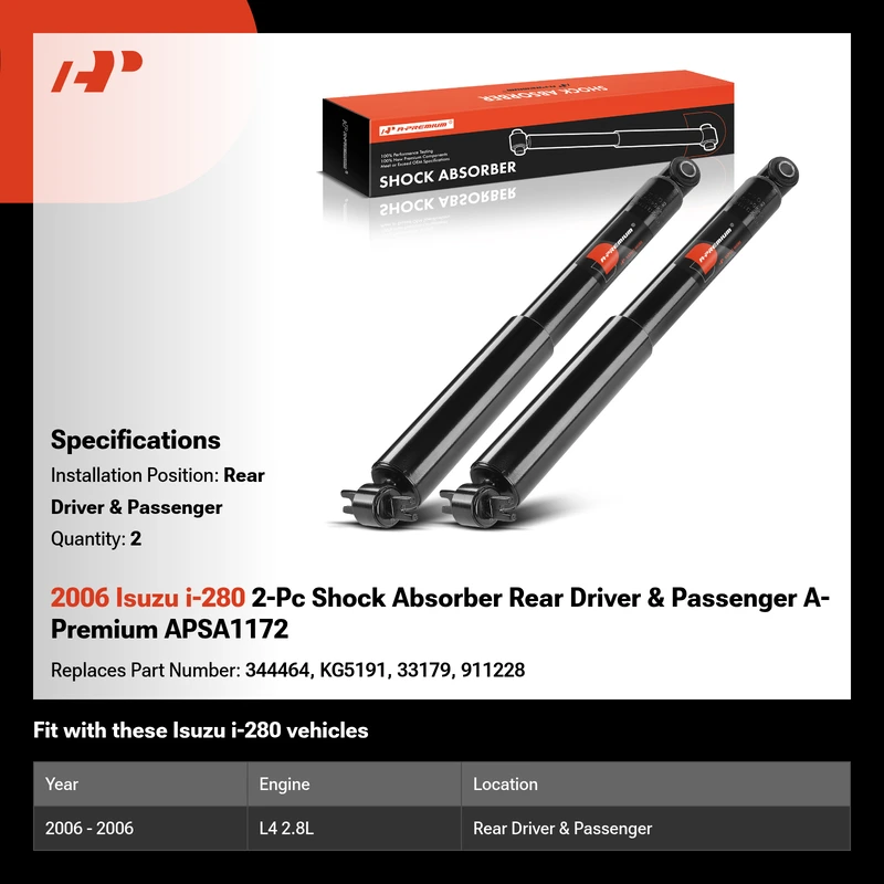2006 Isuzu i-280 2-Pc Shock Absorber Rear Driver & Passenger A-Premium APSA1172