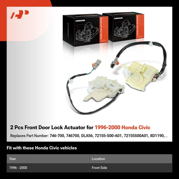 2 Pcs Front Door Lock Actuator for 1996-2000 Honda Civic