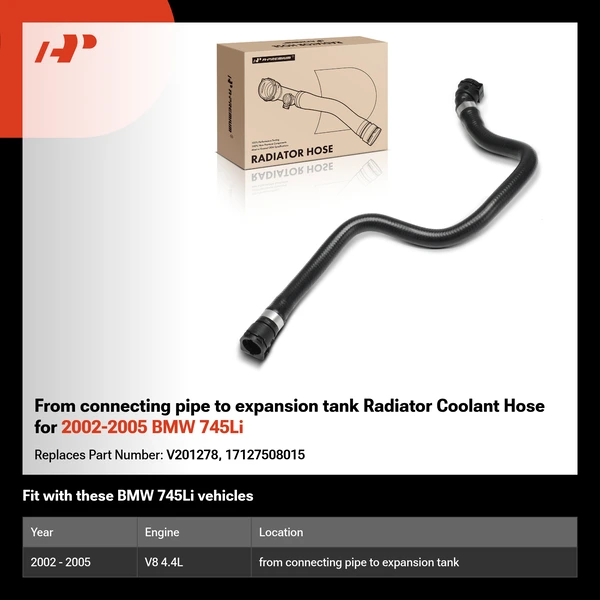 From connecting pipe to expansion tank Radiator Coolant Hose for 2002-2005 BMW 745Li