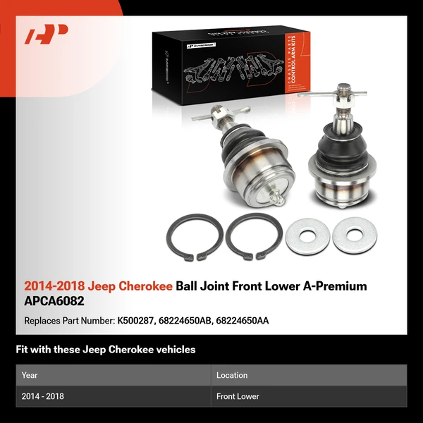 2014-2018 Jeep Cherokee Ball Joint Front Lower A-Premium APCA6082
