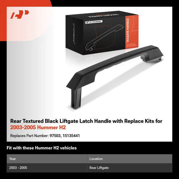 Rear Textured Black Liftgate Latch Handle with Replace Kits for 2003-2005 Hummer H2