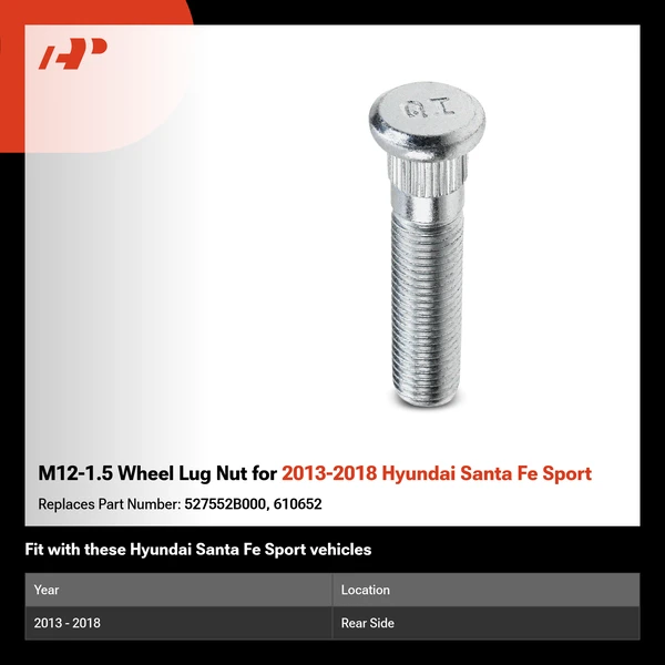 M12-1.5 Wheel Lug Nut for 2013-2018 Hyundai Santa Fe Sport