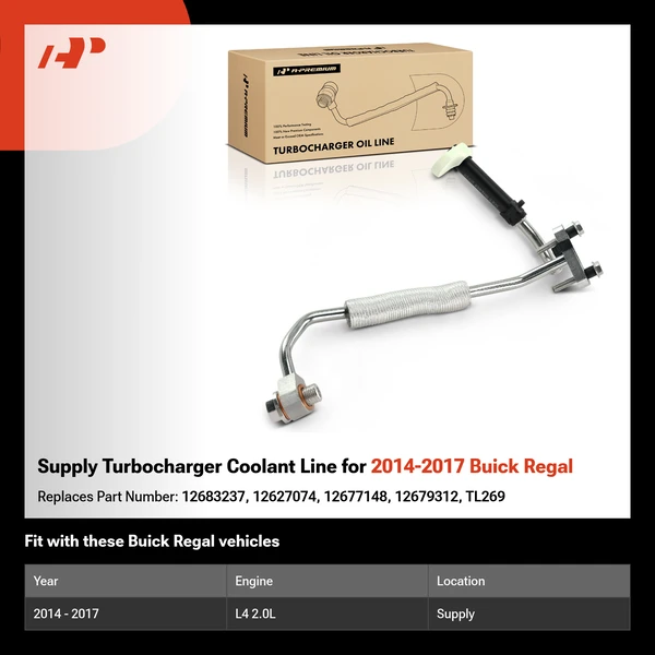 Supply Turbocharger Coolant Line for 2014-2017 Buick Regal