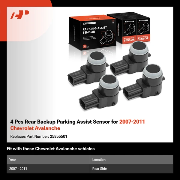 4 Pcs Rear Backup Parking Assist Sensor for 2007-2011 Chevrolet Avalanche