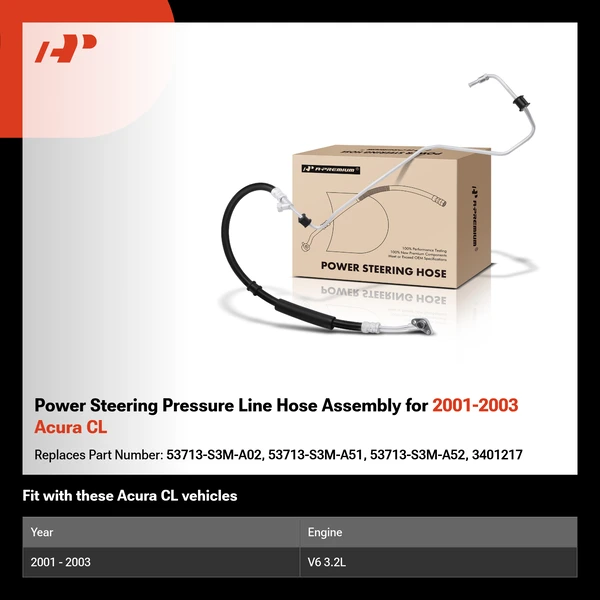 Power Steering Pressure Line Hose Assembly for 2001-2003 Acura CL