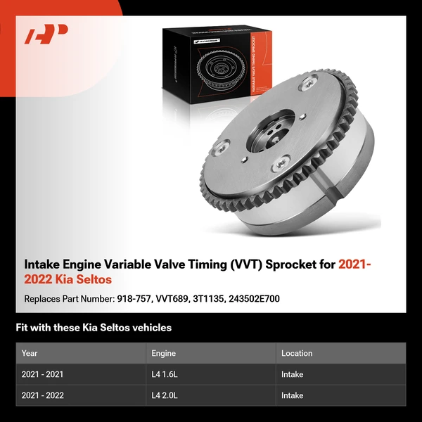 Intake Engine Variable Valve Timing (VVT) Sprocket for 2021-2022 Kia Seltos