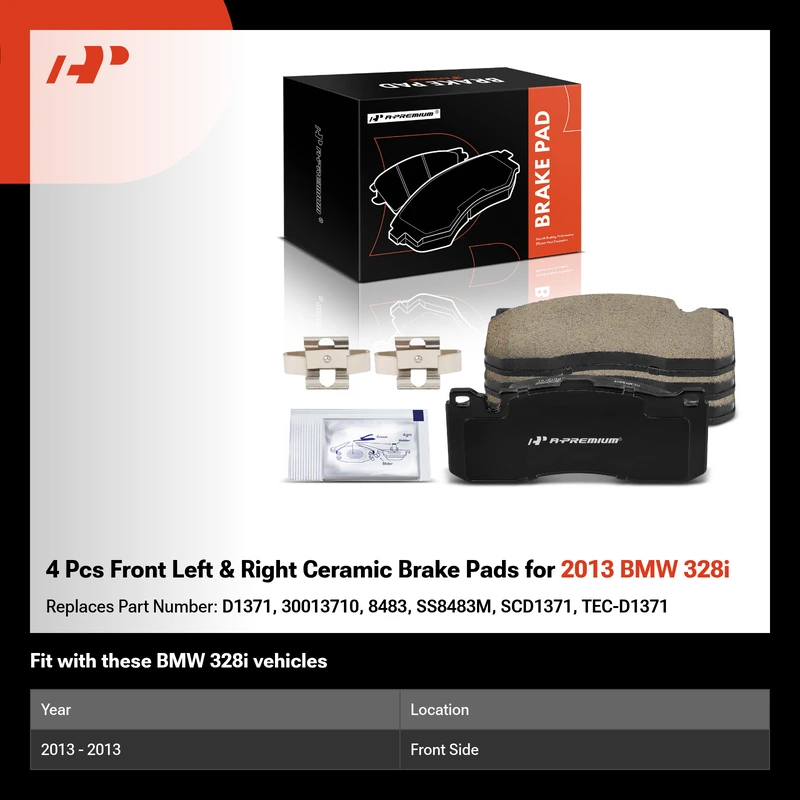 4 Pcs Front Left & Right Ceramic Brake Pads for 2013 BMW 328i
