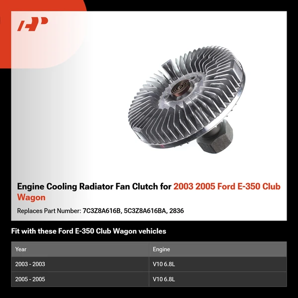 Engine Cooling Radiator Fan Clutch for 2003 2005 Ford E-350 Club Wagon