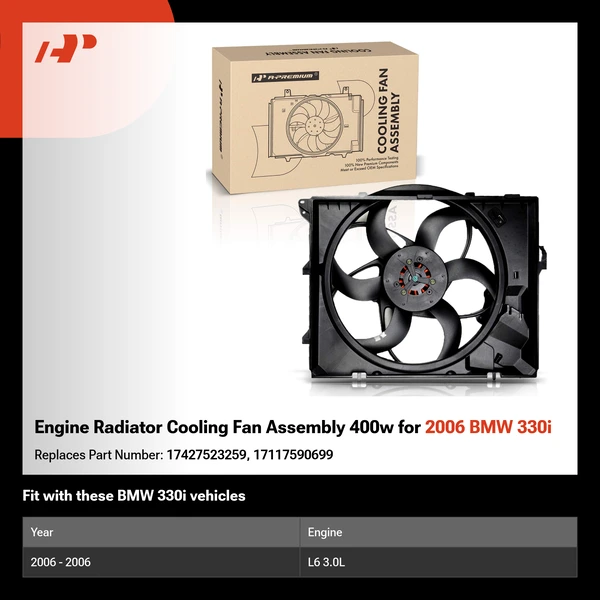 Engine Radiator Cooling Fan Assembly 400w for 2006 BMW 330i