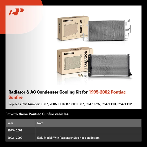 Radiator & AC Condenser Cooling Kit for 1995-2002 Pontiac Sunfire