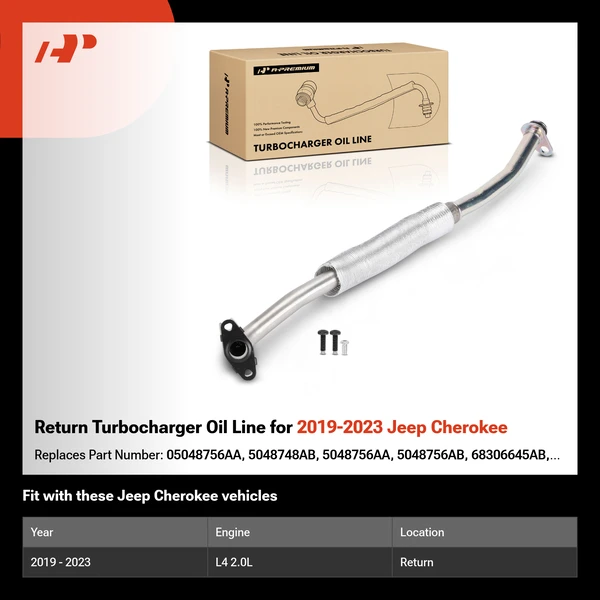 Return Turbocharger Oil Line for 2019-2023 Jeep Cherokee