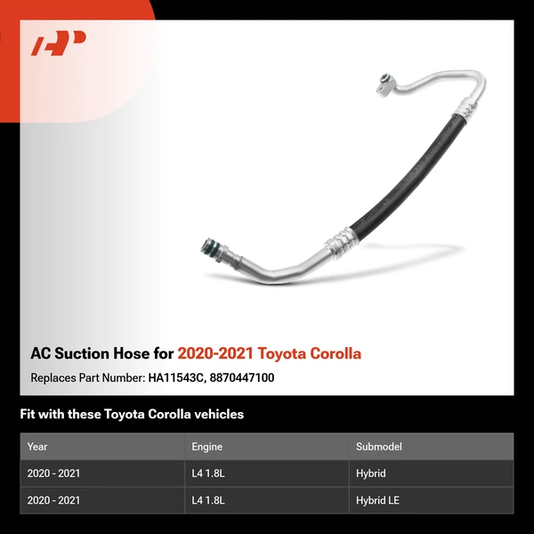 AC Suction Hose for 2020-2021 Toyota Corolla