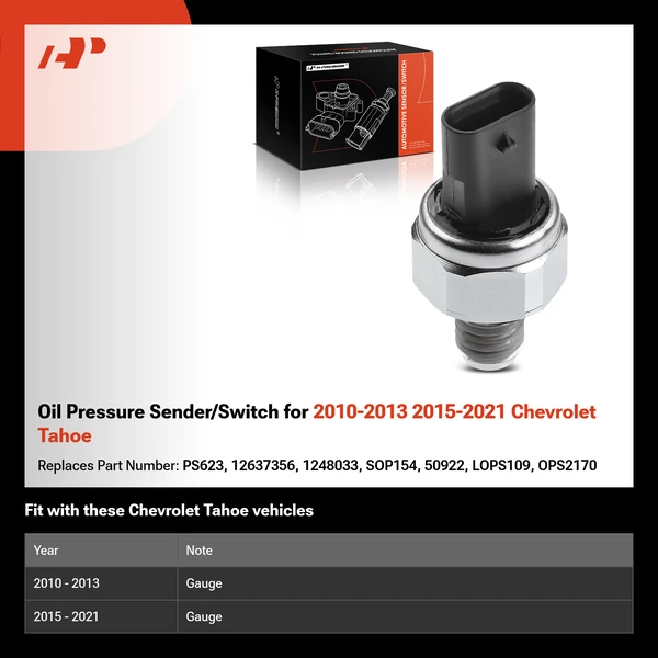 Oil Pressure Sender/Switch for 2010-2013 2015-2021 Chevrolet Tahoe
