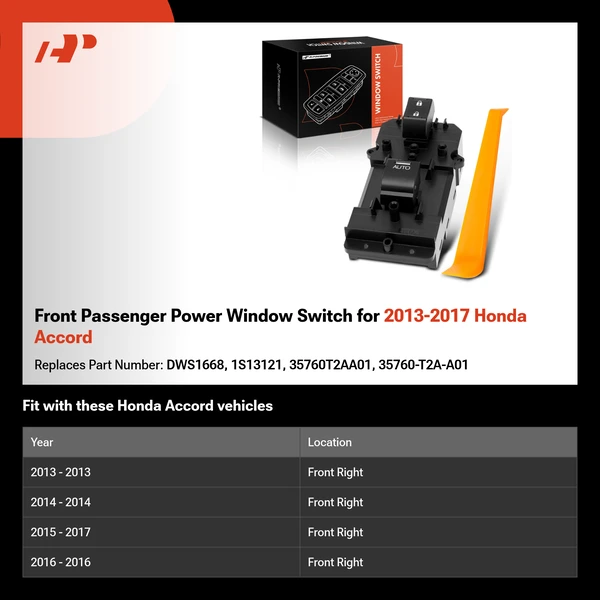 Front Passenger Power Window Switch for 2013-2017 Honda Accord