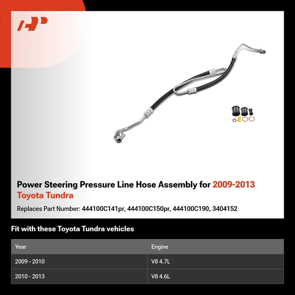 Power Steering Pressure Line Hose Assembly for 2009-2013 Toyota Tundra