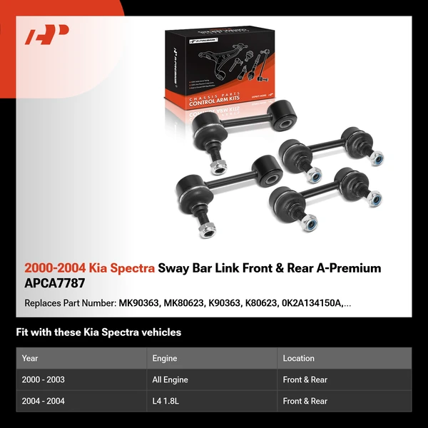 2000-2004 Kia Spectra Sway Bar Link Front & Rear A-Premium APCA7787