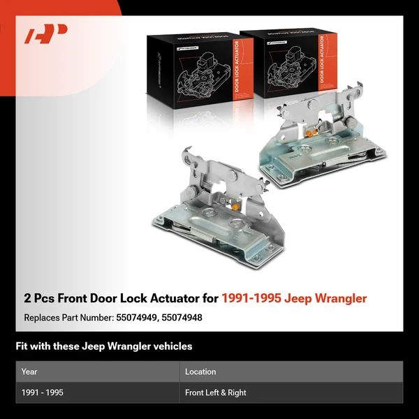 2 Pcs Front Door Lock Actuator for 1991-1995 Jeep Wrangler