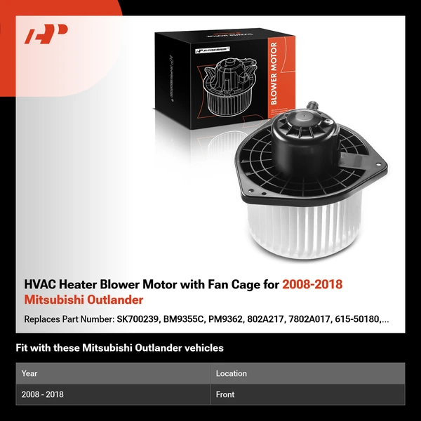 HVAC Heater Blower Motor with Fan Cage for 2008-2018 Mitsubishi Outlander