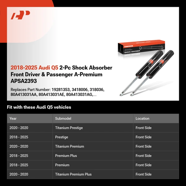 2018-2025 Audi Q5 2-Pc Shock Absorber Front Driver & Passenger A-Premium APSA2393