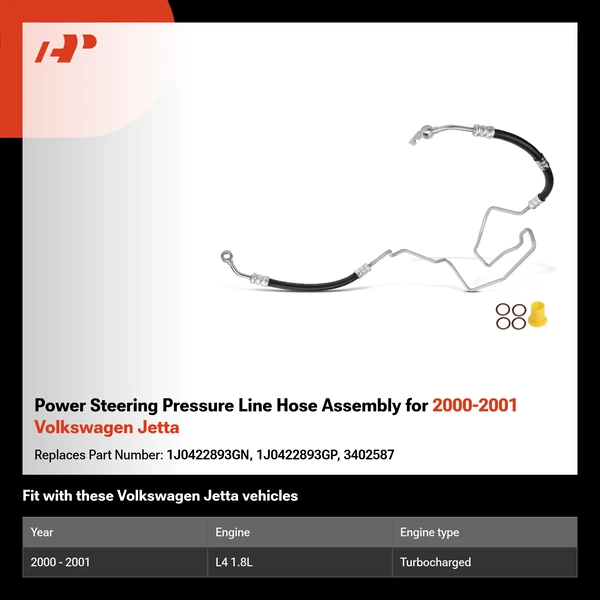 Power Steering Pressure Line Hose Assembly for 2000-2001 Volkswagen Jetta