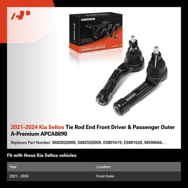 2021-2024 Kia Seltos Tie Rod End Front Driver & Passenger Outer A-Premium APCA8890