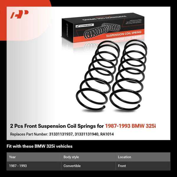 2 Pcs Front Suspension Coil Springs for 1987-1993 BMW 325i