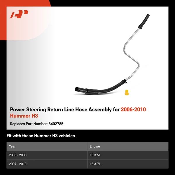 Power Steering Return Line Hose Assembly for 2006-2010 Hummer H3