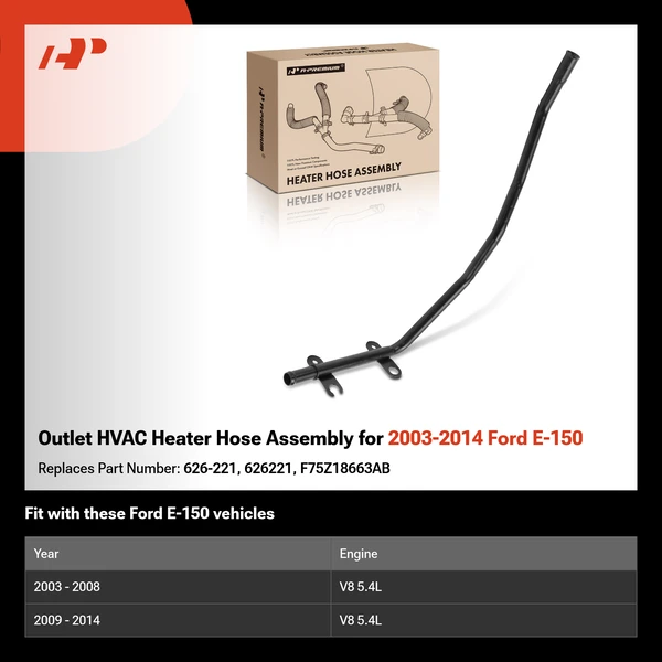 Outlet HVAC Heater Hose Assembly for 2003-2014 Ford E-150